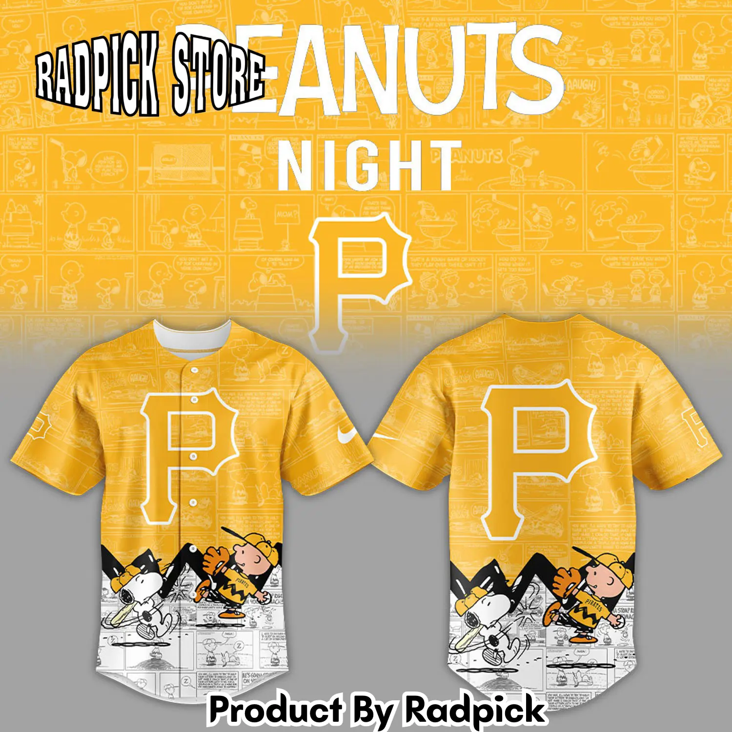 Radpick pittsburgh pirates 75th anniversary of peanuts baseball jersey rp127212